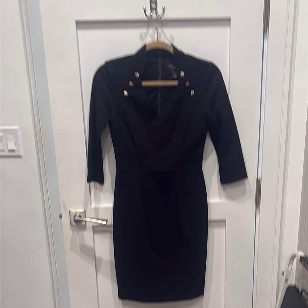White House Black Market Black Cowl Neck Sheath Dress
